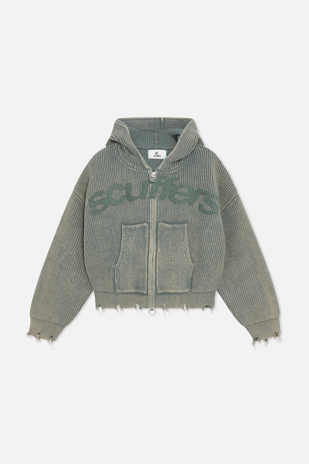 Chaleco Buzz Dusty Green Knit Zipper