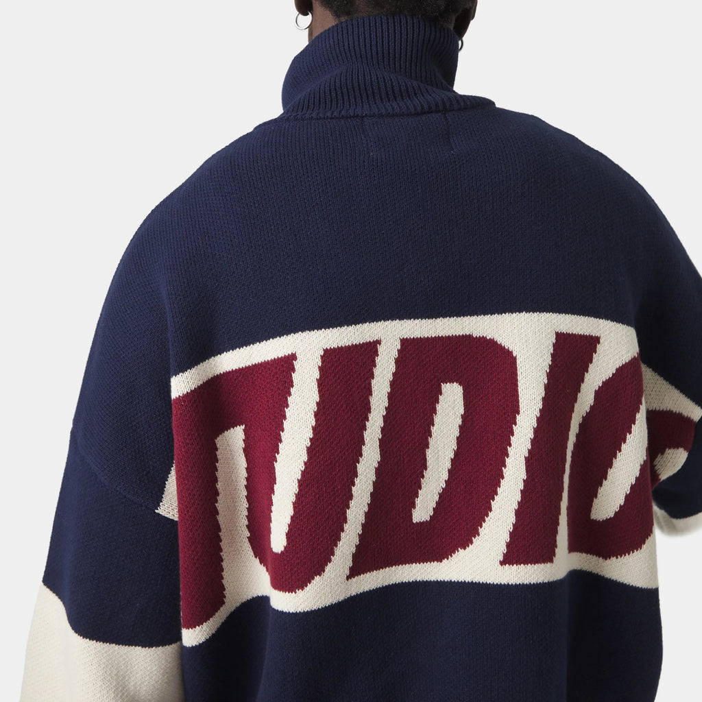 Thrill Navy Zipper Knit