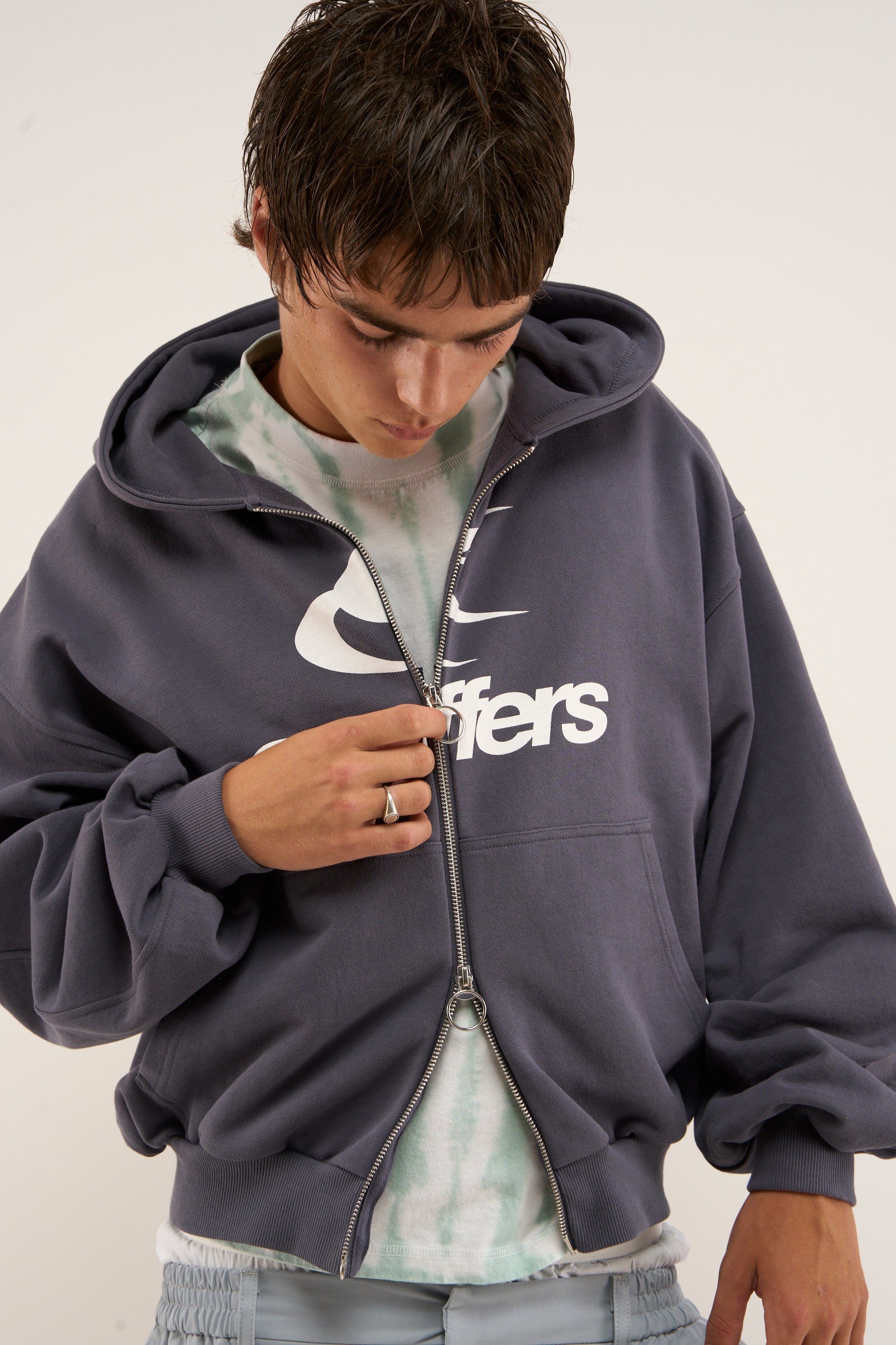 Poleron Logo Navy Zipped Hoodie