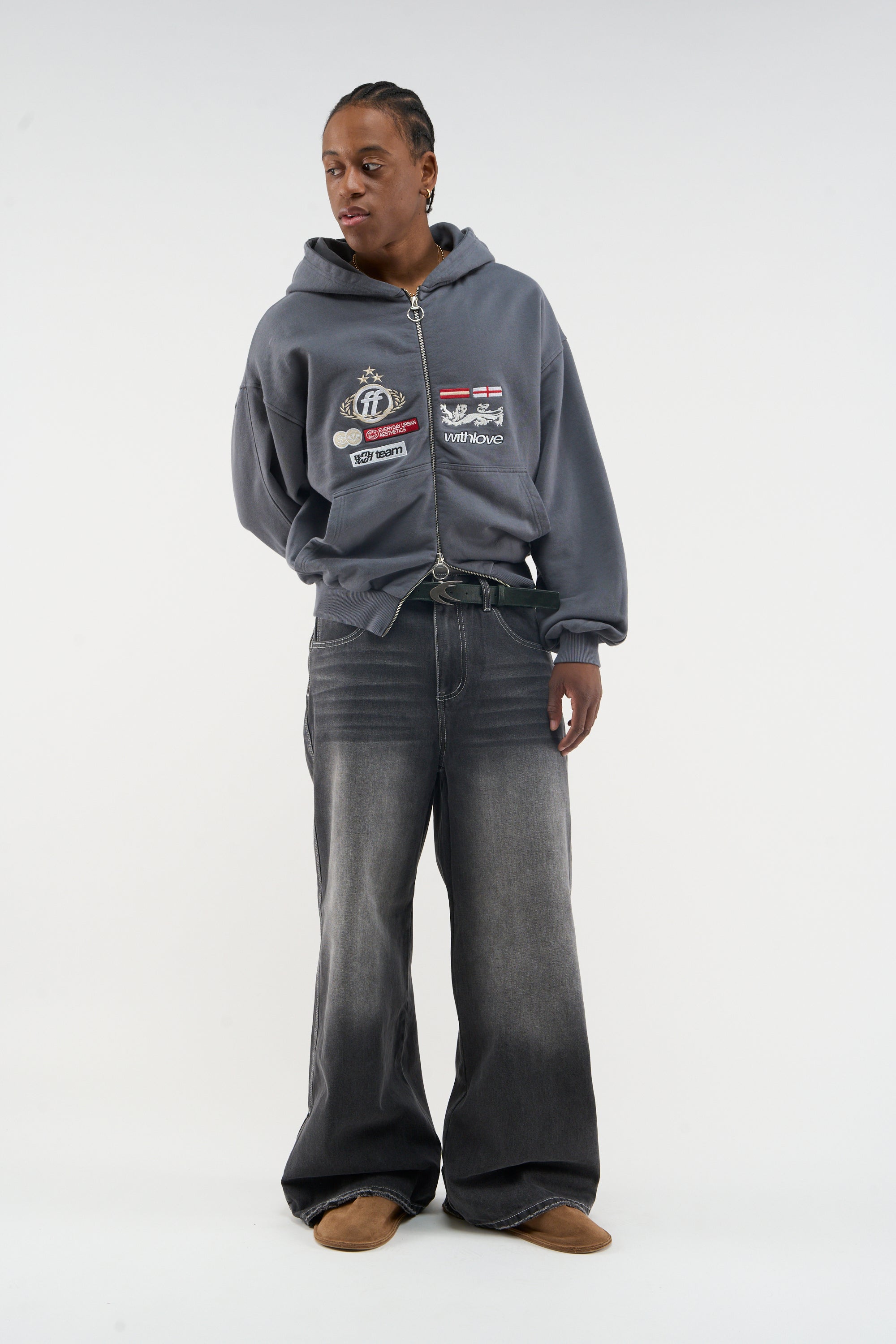 Poleron Mayor Dusty Blue Zipper