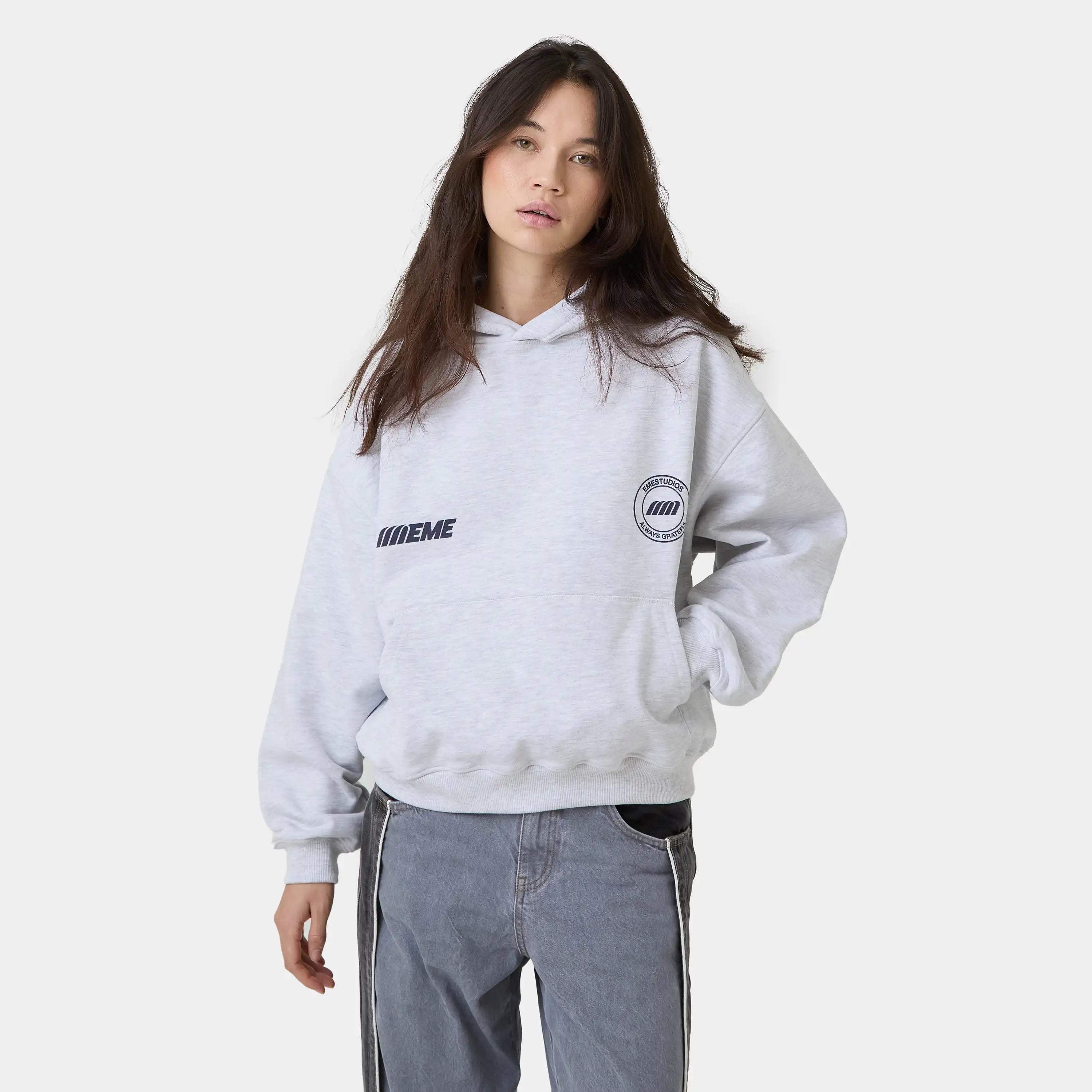 Poleron Peyas Heather Grey Oversized Hoodie